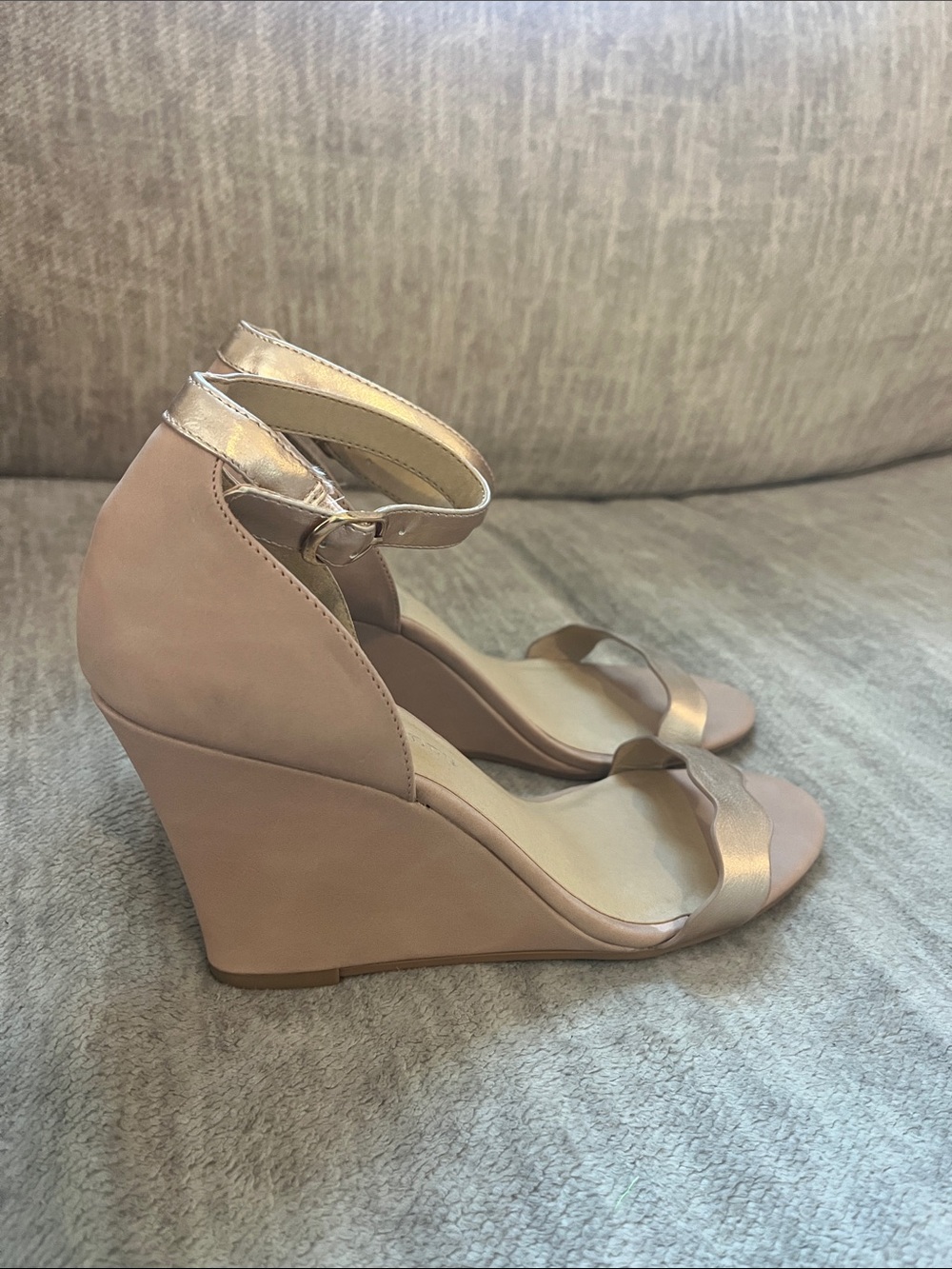 CL by Laundry Rose Gold Ankle-Strap Wedge Sandals - Picture 3 of 7